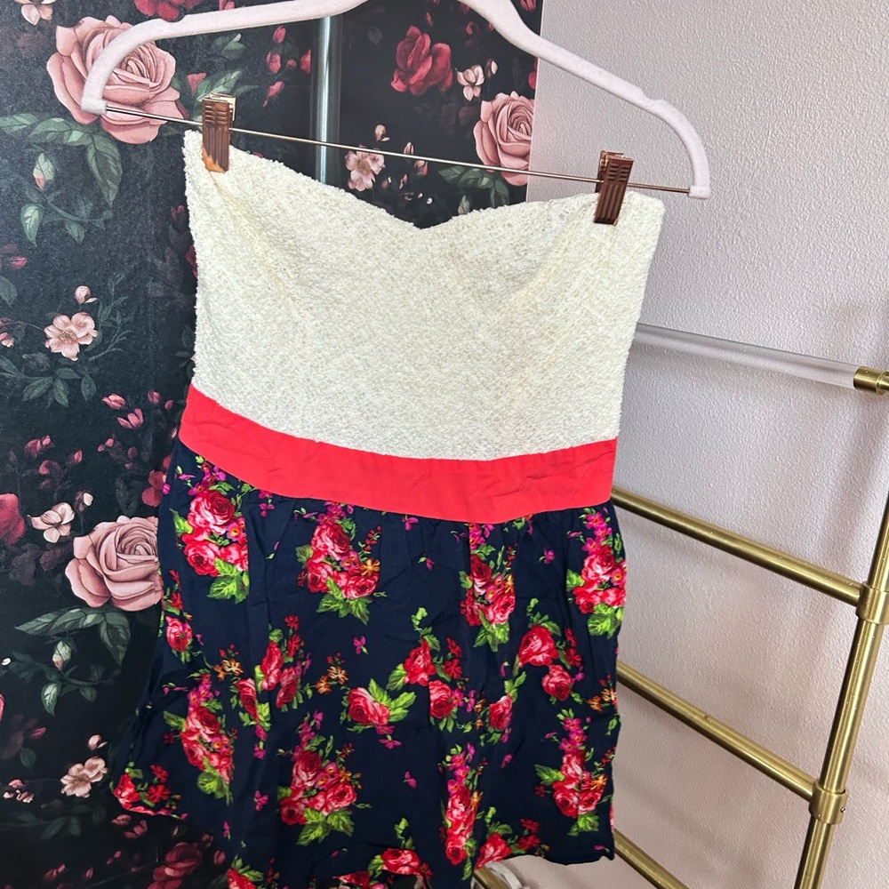 Pins & Needles Cream and Red Textured Romper